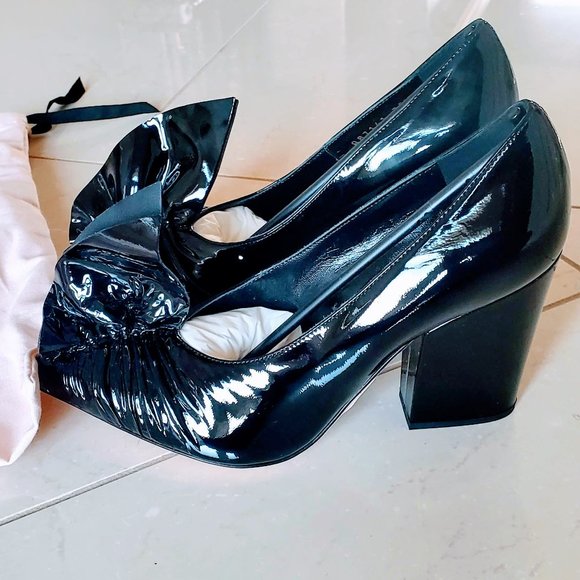 NIB-SERGIO ROSSI Ruched Patent Leather Pumps - Picture 7 of 8
